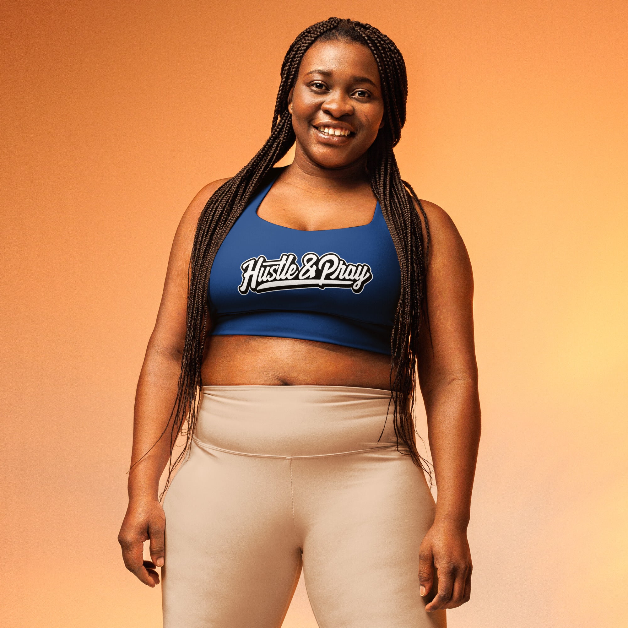 Hustle & Pray III Sports Bra - Blue