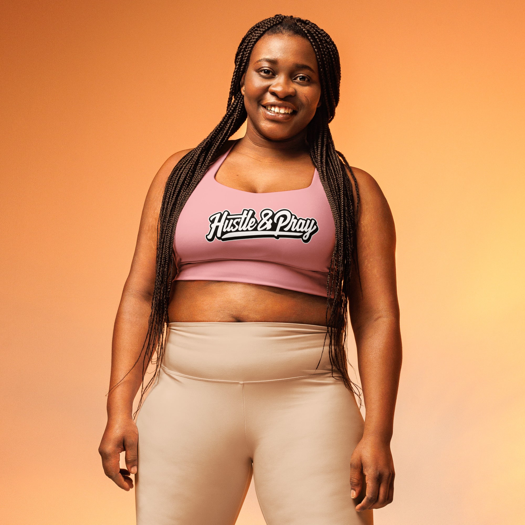 Hustle & Pray III Sports Bra - Pink